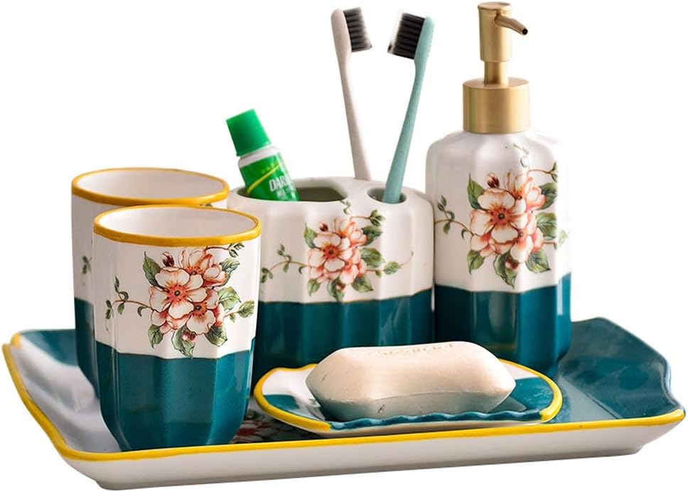 Bath Accessories Set 6Piece Ceramic Bath Accessory Set Includes Soap