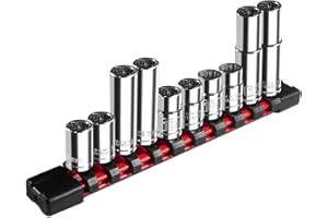 Upenjok 10 Piece 1/4" & 3/8" Drive 10mm Socket Set, Deep & Shallow, Mirror Finish, 6 Point & 12 Point
