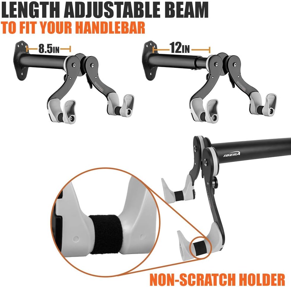 Ibera Horizontal Bicycle Bike Wall Hanger, Bike Hook Holder Storage Rack For Indoor Storage, 45 Degree Adjustable Angle To Keep Your Bike Level : Sports & Outdoors