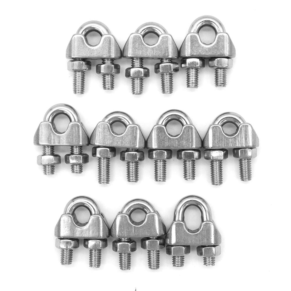 POFET 10Pcs M8 304 Stainless Steel U Clamps Wire Rope Clip Cable Clamp for Wire Ropes and Industry Household Shipping - Image 4