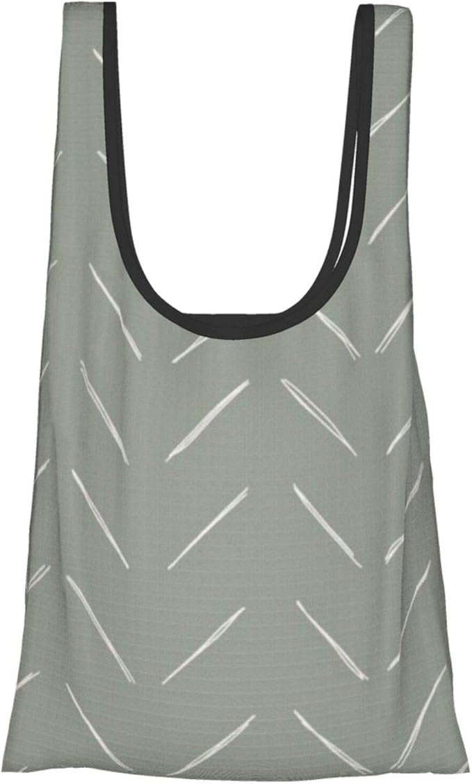 Freehand Chevron Lines Bone On Sage Bolsas de la compra Bolsas de la