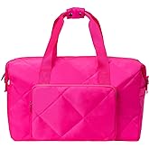 Hot Pink Gym Bag for Women, 18 Inch Lightweight Puffy Carry On Duffel Bag for Travel Sports Yoga, Water Resistant