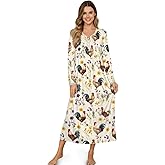 Garucesta Nightgown for Women Long Sleeve Soft Sleepshirt Comfy Sleepwear Button Sleep Dress Full Length House Coat