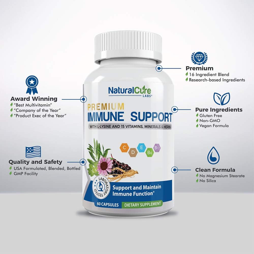 Natural Cure Labs Premium Immune Support, 60 Capsules: Health & Personal Care