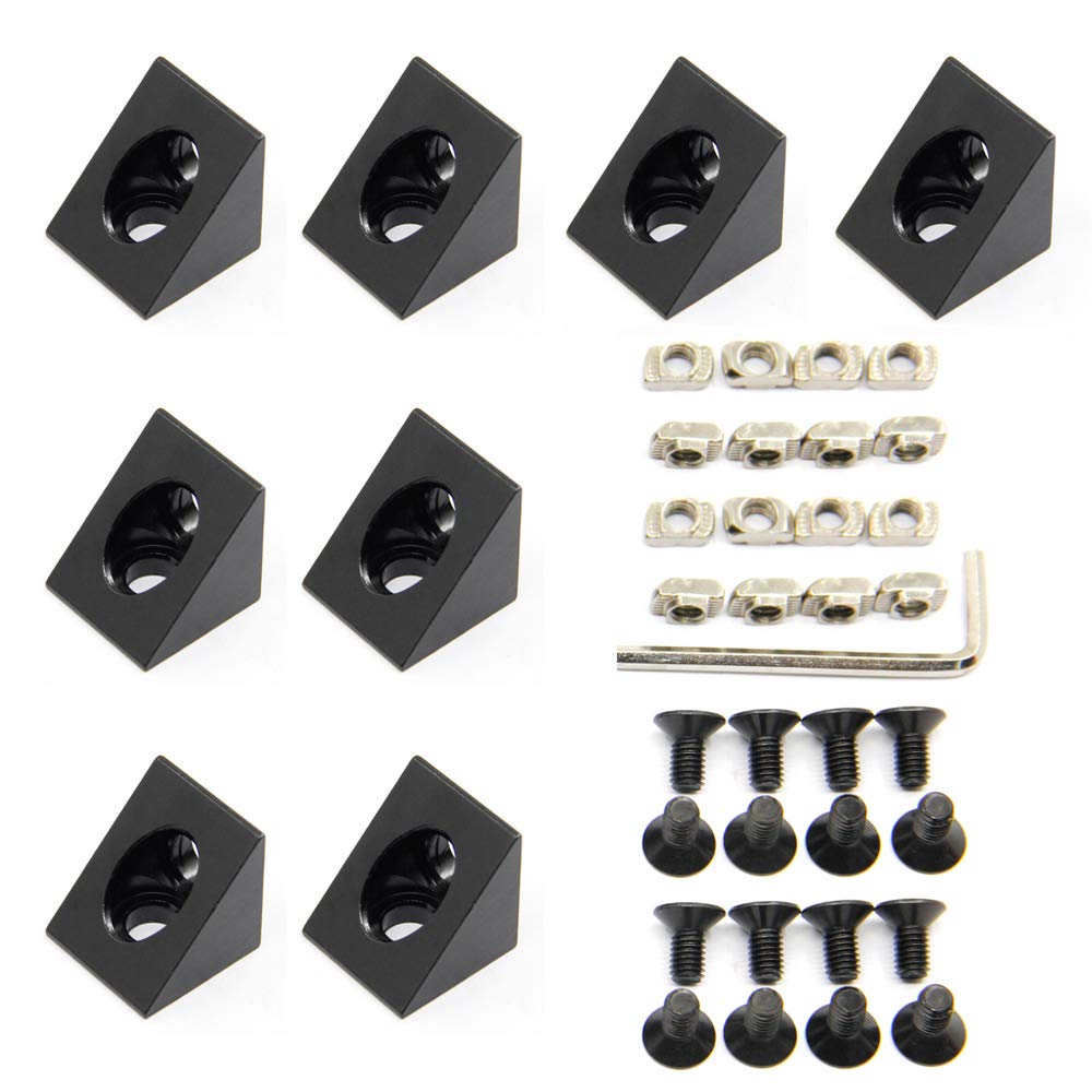 Zeberoxyz 8PCS Black Angle Sharp Corner Bracket Connector with Screws 2020Series for Slot 6mm Aluminum Extrusion Profile Accessories (8pcs Sharp Corner) — image 1