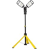 LUTEC Work Light with Stand, 12000 Lumen Dual-Head LED Work Light with Telescoping Tripod, Portable Corded LED Job Site Lighting 5000K 100W Indoor Outdoor Lighting