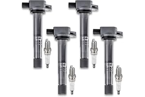 POHILA Set of 4 Ignition Coil Pack Spark Plugs Fits for Honda Accord CRV Civic SI Element Acura RSX CSX 2002 2003 2004 2005 2006 2007 2008 2009 2.4 2.0 L4 Ignition Coils Spark Plugs UF311 UF583 C1382
