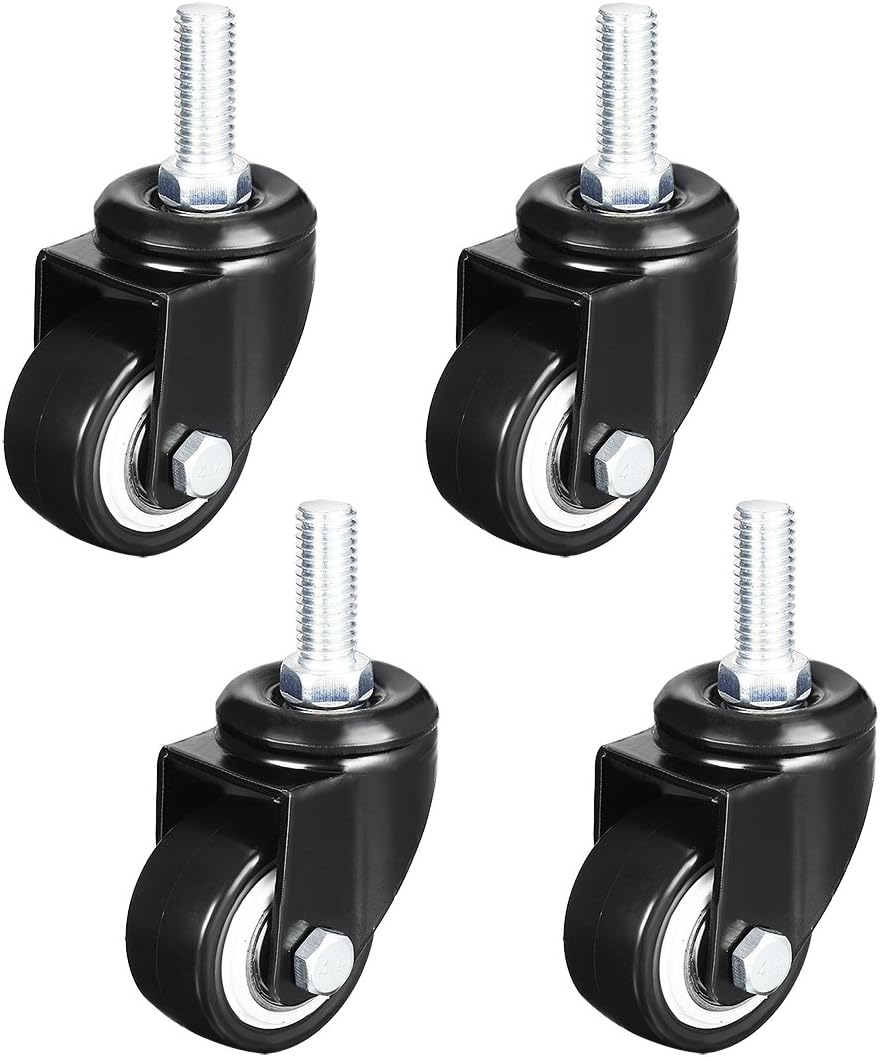 uxcell 1.5 Inch Swivel Caster Wheels PU 360 Degree Threaded Stem Caster Wheel M8 x 25mm, 330lb Total Load Capacity, Pack of 4