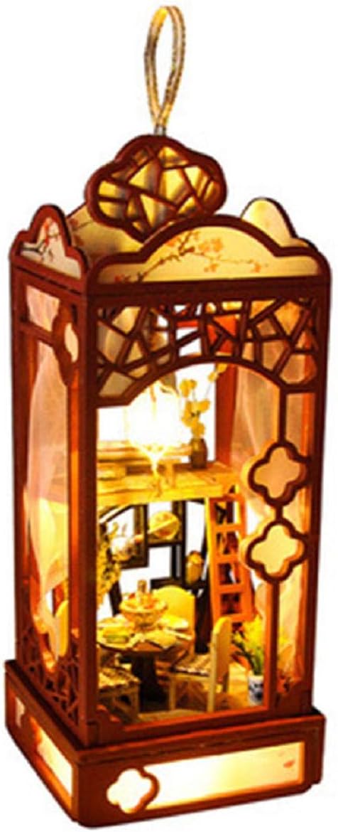 GreatFun 3D Wooden DIY Miniature House Furniture LED House Puzzle Decorate Creative Gifts DIY Wooden House Kit Wooden Dollhouses Children's Day Birthday Gift Dollhouse Kit Realistic Mini 3D Wooden