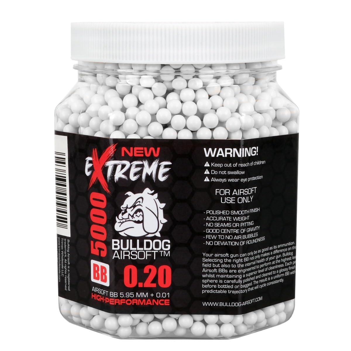 Bulldog Airsoft Extreme 6mm 0.20g 5000 Jar Airsoft BB pellets (White)