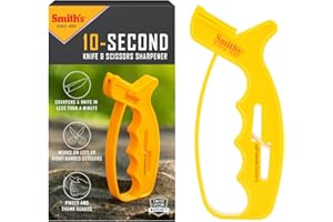 SMITH'S Smith’s JIFF-S 10-Sec Knife & Scissors Sharpener - Right & Left-Handed Scissors - Carbide Blades - Outdoor Sharpener for Pocket, Hunting, Fishing & Kitchen Knives - Handheld Pullover Sharpener