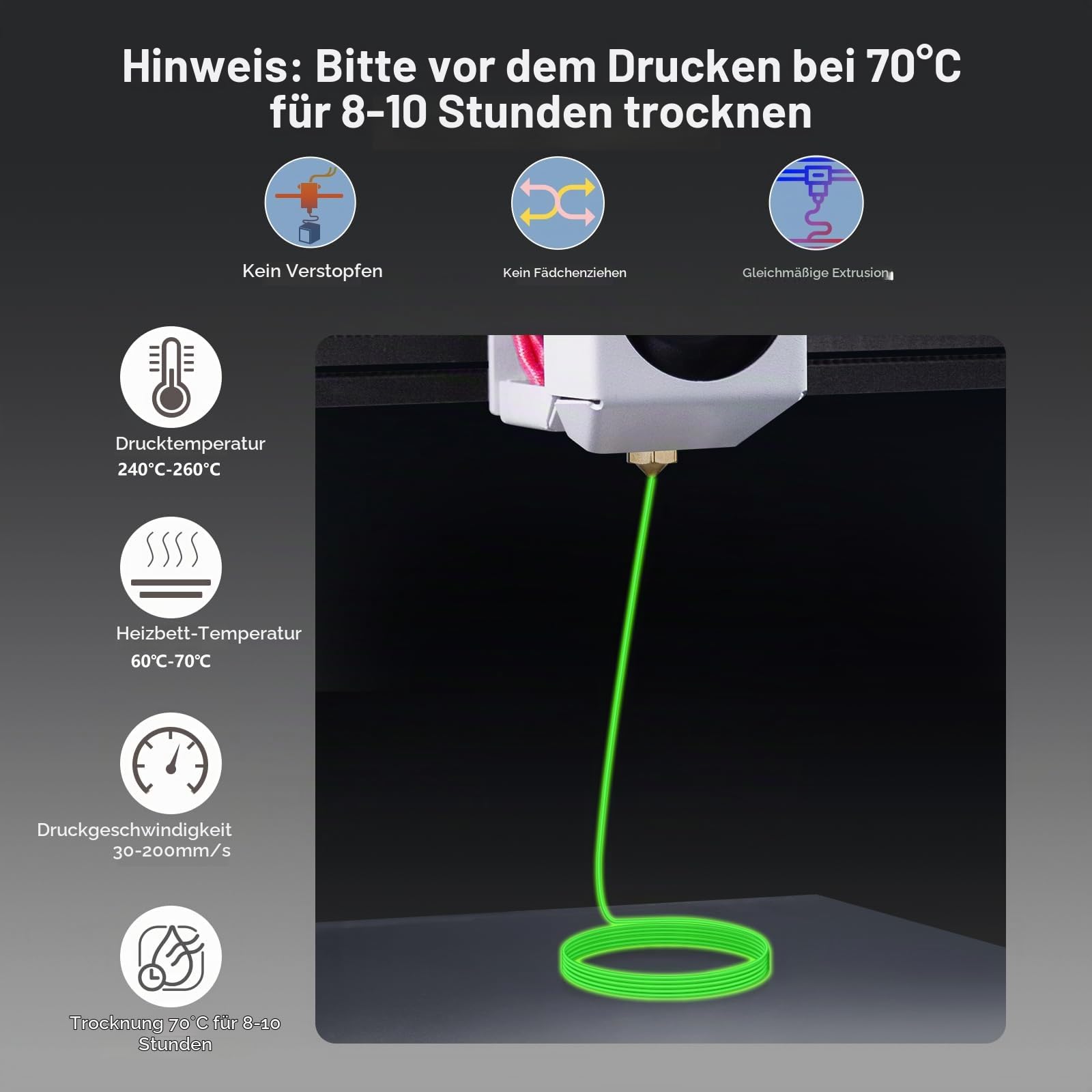 IEMAI PETG Filament 1.75mm 1Kg, Leuchtendes Grün PETG 3D Drucker Filament, Kompatibel mit Bambu Lab, AMS, AMSLite, Maßgenauigkeit +/-0.02mm 6