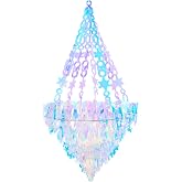 Heliltd Holographic Chandelier Shape Iridescent Ornament Hanging Decoration | Foil Ceiling Decorative 3D Hanging Ornament, Christmas, Frozen Theme Party, Birthday, Bridal Wedding, Shower Decor