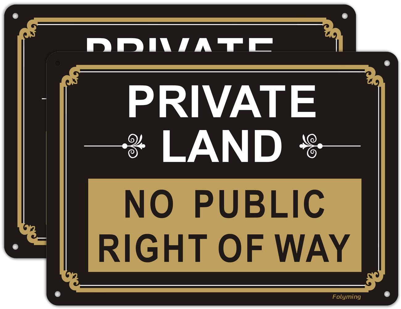 2 pack Private Land No Public Right Of Way Signs Private Signs 10 x 7 Inches Metal Reflective Sturdy Rust Aluminum Weather Resistant Waterproof Durable Ink Easy to Install