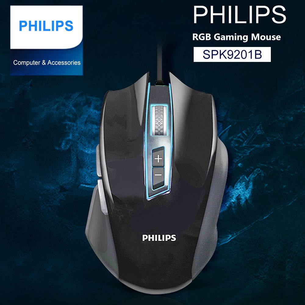 Philips Souris Gamer Souris Gaming Professionnel Souris de Jeu Programmable Haute Performance Souris Fil Ergonomique-4000 DPI