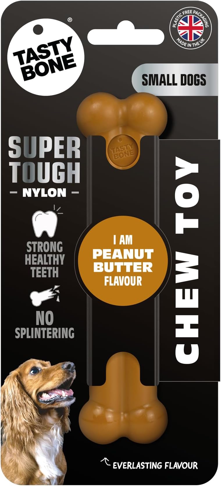 Tasty Bone Nylon Dog Chew Toy Peanut Butter Small Made in UK Indestructible