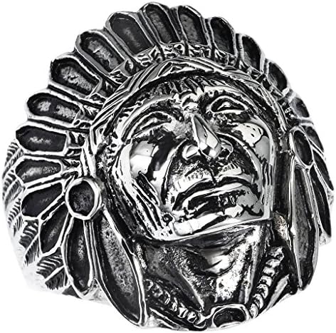 Stainless Steel Indian Chief Design Ring (Available in Sizes 9 to 14) size 14