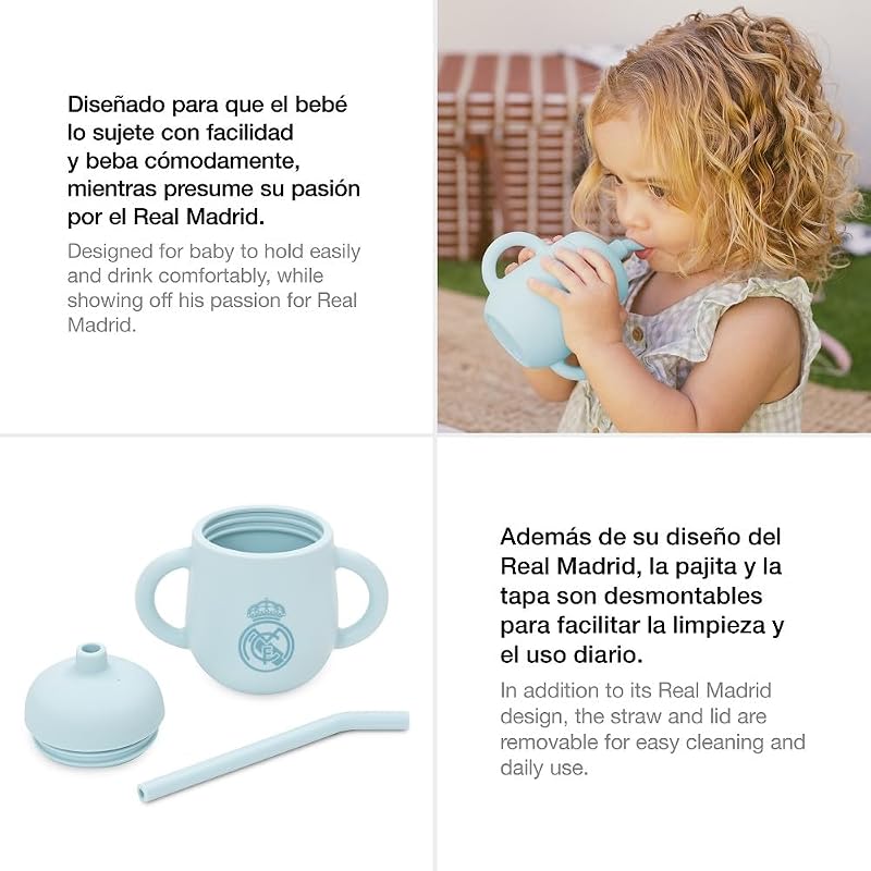 - Set de Vajilla Infantil 4 Piezas de Silicona Real Madrid Azul| Plato, Bol, Cuchara y Taza |Apto para Microondas y Lavavajillas | Libre de BPA