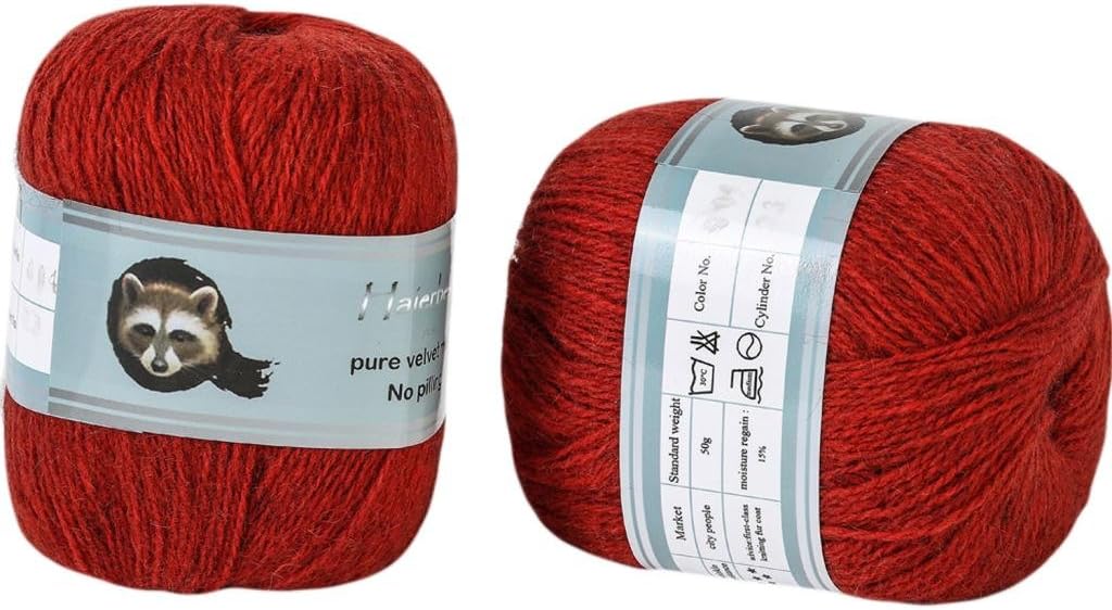 Haierbess 6pc 14S/2 Warm Wool Mink Cashmere Yarn For Soft Knitting,50g/pc Color Rust Red