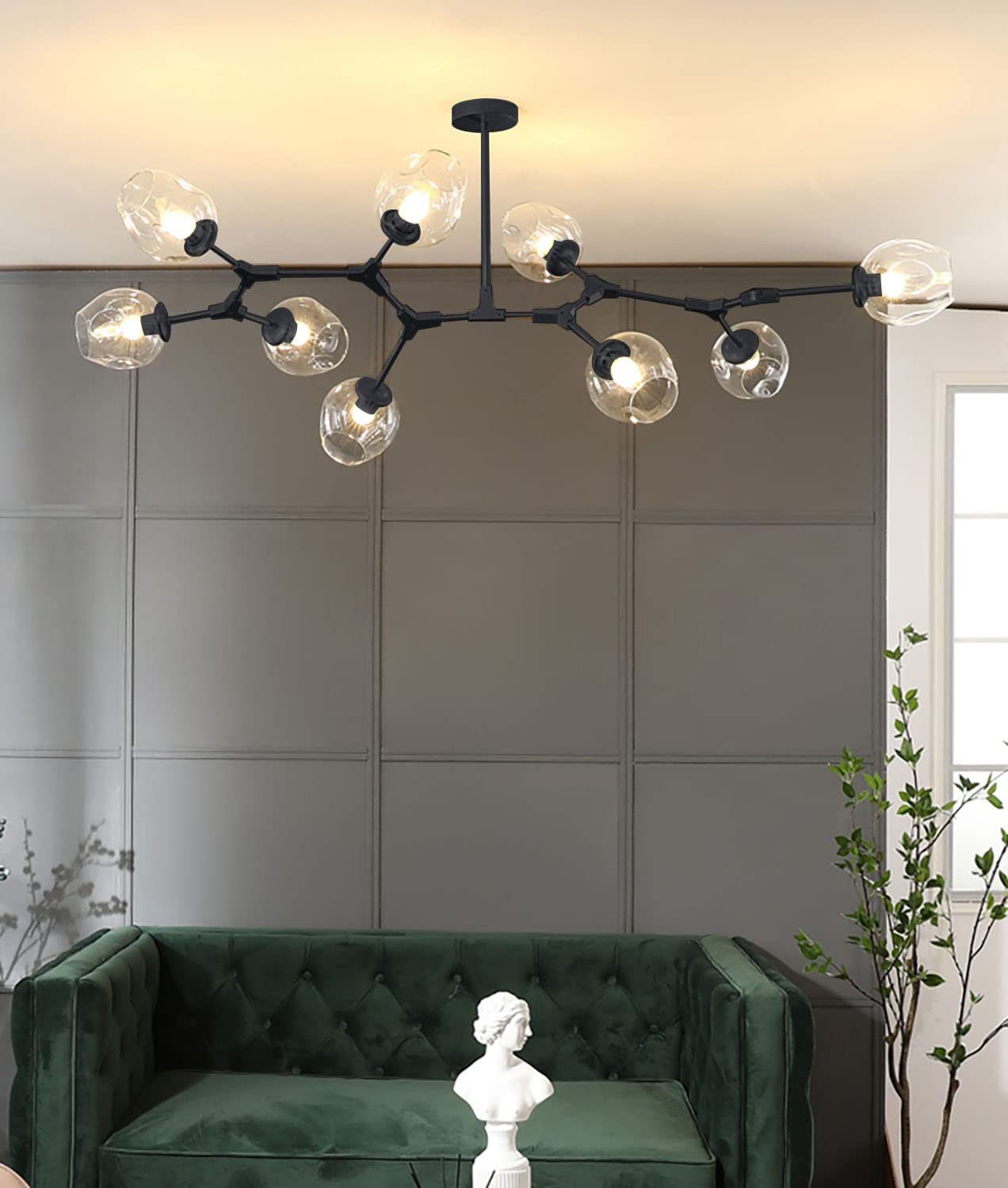 IDEQUY 8 Light Sputnik Chandelier Mid Century Black Ceiling Light ...