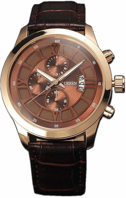 curren tan leather analog watch