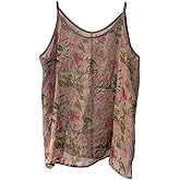 Womens Ramie Camisole Cami Floral Printed Strappy Slip Tops T-Shirt Blouse Tank Shirt
