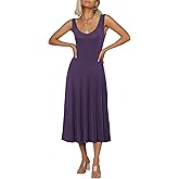 Urban CoCo Women's Summer Casual Sleeveless Flared Midi Dress Swing T-Shirt Dresses with Pockets