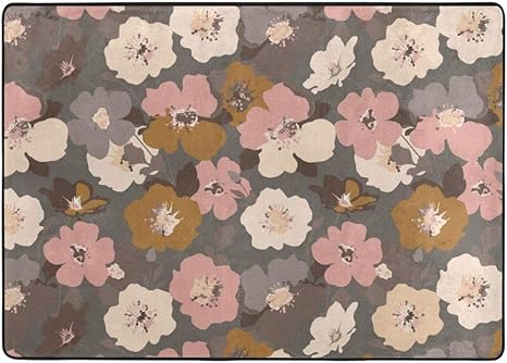 Amazon フロアマット 大判 ヴィンテージ花柄 ファッションプリントのシームレス花柄テクスチャ フローリング 畳 床暖房対応 213 152cm 厚1 5mm ラグ カーペット オンライン通販