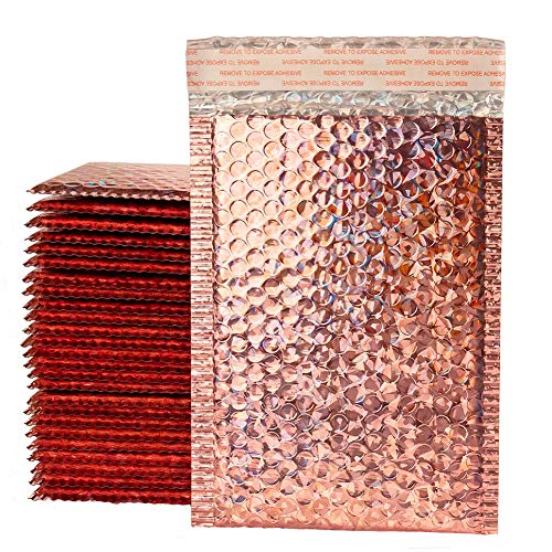 25 pack 6x9" Holographic Metallic Champagne Rose Gold Bubble Mailers
