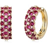 GUEMER Gold Huggie Hoop Earrings 14K Gold Plated Dainty Chunky Thick Hoop Diamond Cubic Zriconia Inlay Sleeper Tiny Delicate Boho Beach Simple Hypoallergenic Jewelry Gift for Her