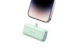 Anker Nano Portable Charger for iPhone, with Built-in MFi Certified Lightning Connector, Power Bank 5,000mAh 12W, Compatible with iPhone 14/13/12 Series (Green)