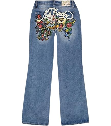 ED HARDY Women's Dagger Heart Wide Leg Jean WEHDB8300-3 (US, Waist
