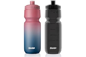 SLUXKE 32oz Bike Water Bottle Squeeze 2Pack, 1000ml Sports Bicycle Water Bottle BPA Free, Lightweight Fits Most Bicycle Bike Cages