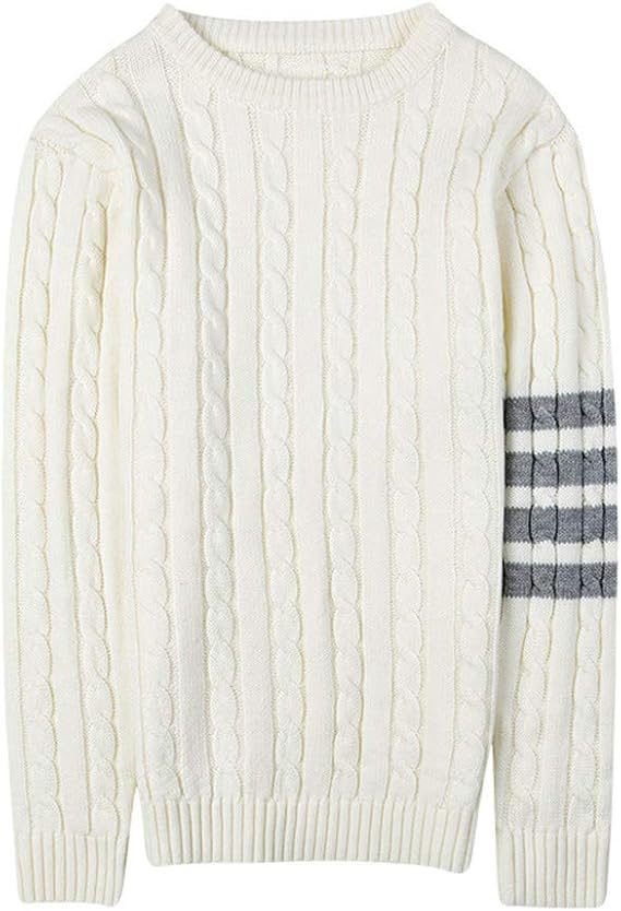 Amazon Lisa Pulster メンズ ニットセーター シンプル トップス ストライプ 秋冬 アウター グレー ネイビー ホワイト 大きいサイズ セーター 通販