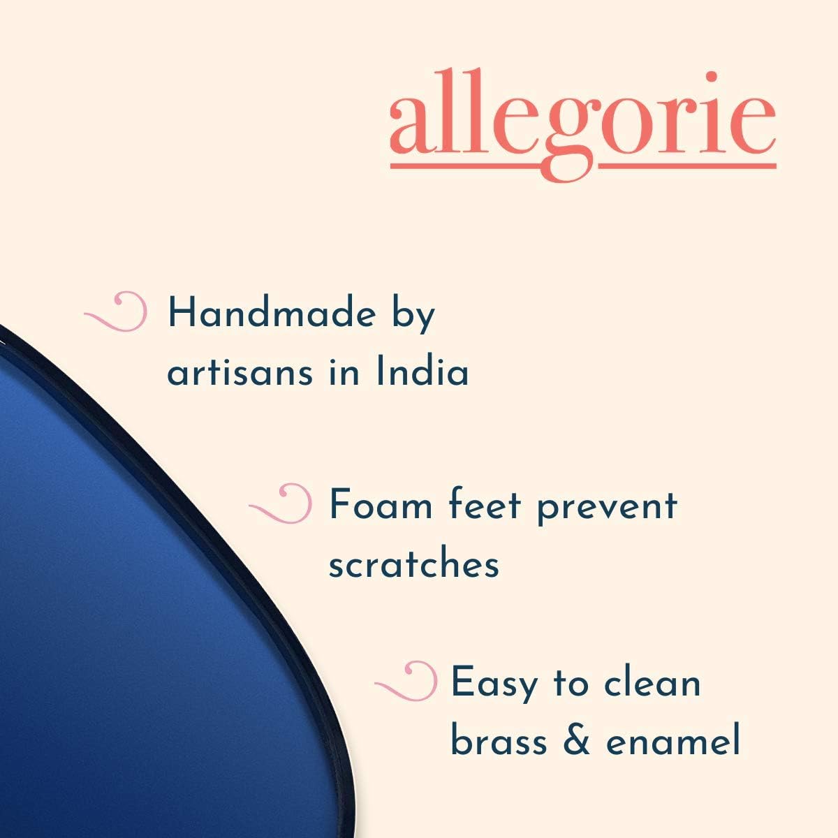 Allegorie Decorative Tray | Stylish Vanity Organizer or Catchall Valet Display | Navy Blue & Gold Metal Serving Tray for Coffee Table, Ottoman, Bar, Liquor or Cocktails 16 x 12.5 inches: Home & Kitchen
