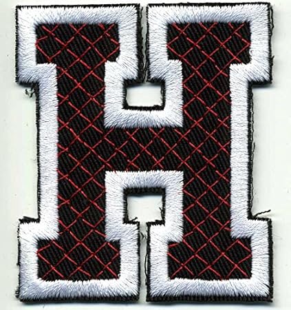 Aufnäher Patches - Buchstabe H - Gr. ca. 6cm x 4cm - 21738 schwarz-weiß