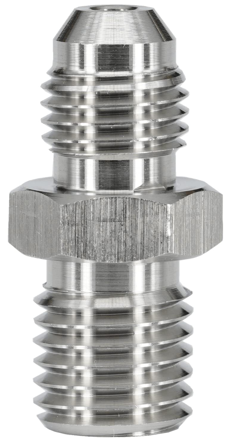 Photo 1 of Dsnaduo 4AN AN4 Male Flare to M12x1.5 Pipe Male Stainless Steel Brake Hose Fitting Adapter Union Connector,Brake and Clutch Adapter Fitting