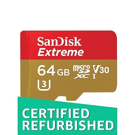 SanDisk Extreme 64 GB microSDXC Speicherkarte + SD-Adapter bis zu 90 MB/Sek, Class 10, U3 , V30 (Generalüberholt)