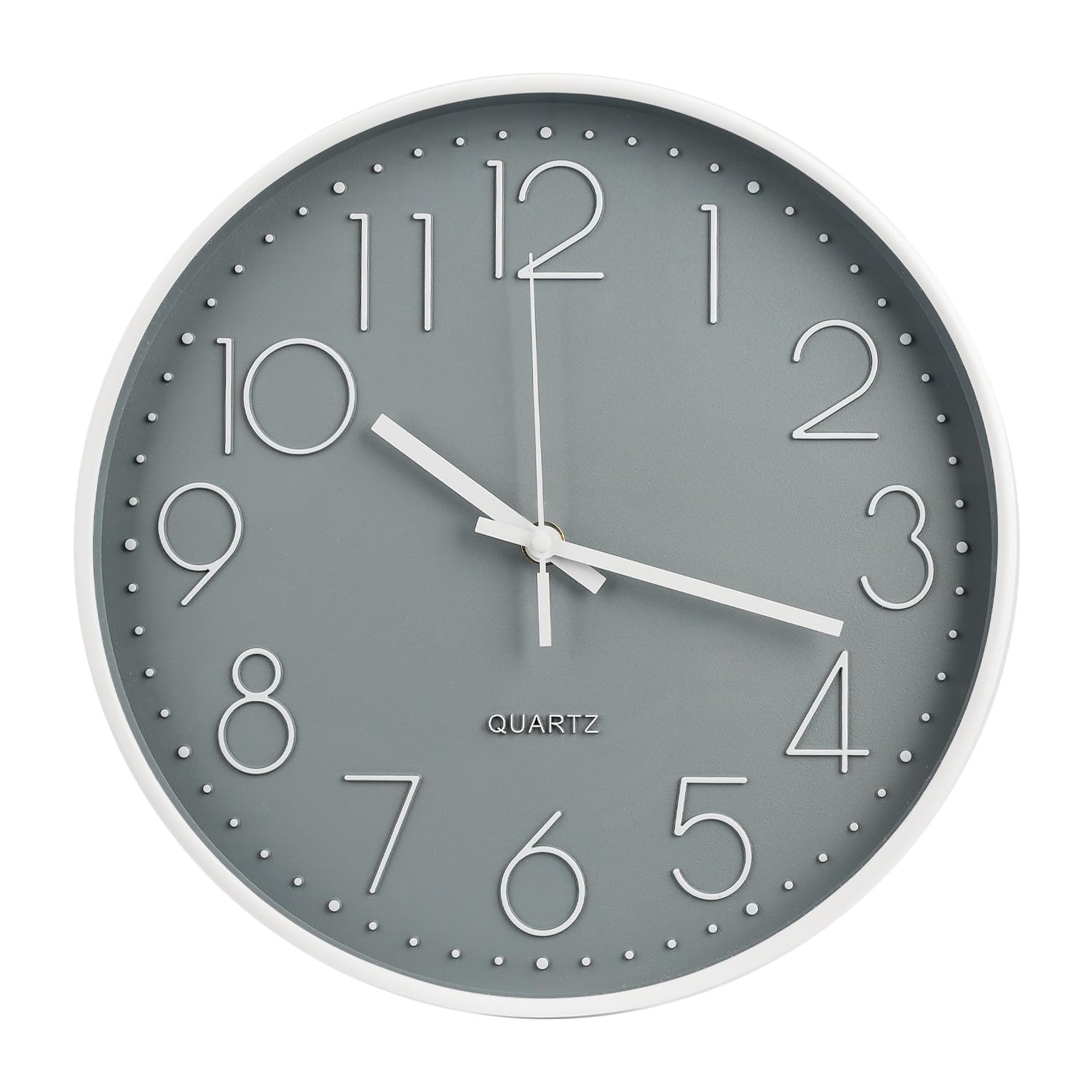 Photo 1 of bakbrand Wall Clock 10 Inch Non-Ticking Silent Modern Simple Style Round Decor Clock Gray Stereoscopic Dial Quartz Wall Clocks for Home/Office/School/Living Room/Bedroom/Kitchen
