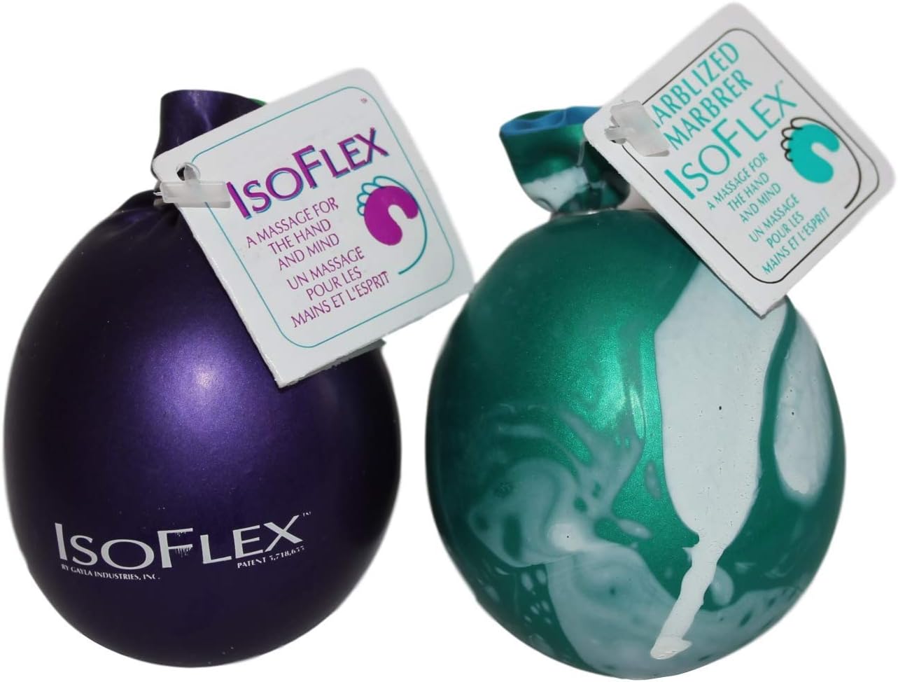 Isoflex Hand Therapy And Exercise Ball . 2 Pack - One Solid Color And One Marblized. Ideal For Stress Relief - Hand and Wrist Exercise for ADD/ADHD - For All Ages (Assorted Colors). E-book Included.