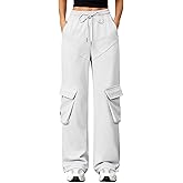 Girls Sweatpants Kids Wide Leg Baggy Athletic Joggers Teen Drawstring Loose Sweat Pants Girls Cargo Pants with Pockets 7-14Y