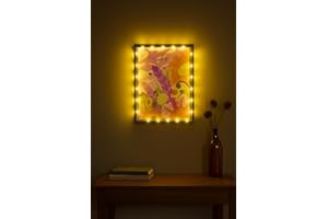 LuxRound Shadow Box with LED Light Dried Flowers Collectible Shadow Frame Changeable Artwork Display & Storage Frame Wall-mou