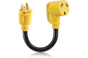 Flameweld Generator Adapter Cord, L14-30P Locking Male Plug to TT-30R Female with Handle, 4 Prong 30 Amp to 30 Amp Up to 7500W SJTW 10/3 Generator Cord, UL
