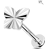 Jewseen Convex Concave Design Flat Back Stud Earring 925 Sterling Silver 16g 8mm Fine Piercing Jewelry for Cartilage Tragus Lobe