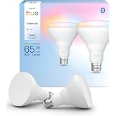 PHILIPS Hue Essential Smart LED BR30 Bulb 2-Pack, White and Color Ambiance, E26, 7.2W, 2200K-6500K, 650 Lumens, Dimmable LED Bulbs, Works with Alexa, Google Assistant, Apple Home
