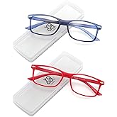 Yogo Vision Ultra Thin Lightweight Reading Glasses Men Women Stylish & Featherlight Frame With Clear Storage Case 2 Pack