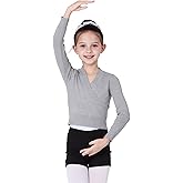 QLM Ballet Sweater for Girls Dance Sweater Ballet Wrap Top for 3-10 Years Long Sleeves Soft and Warm