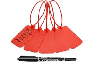 50 Red Blank Plastic Tags for Labeling Waterproof Hanging Labels Writable Tags Seal Plastic Marking Label for Clothes Bags Ke