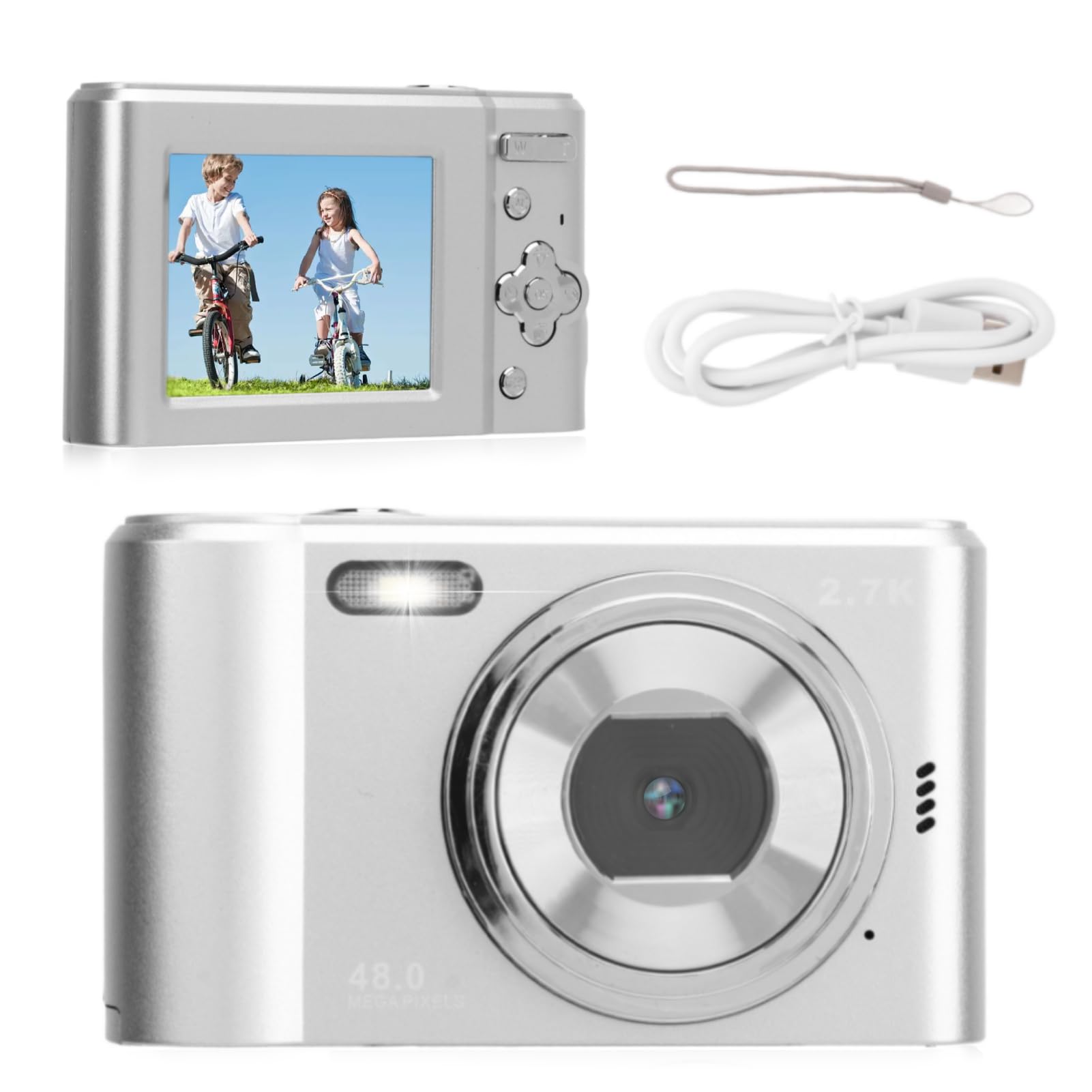 ASHATA 2.4in 1080P Compact Digital Camera, 16X Zoom, 44MP, Anti-Shake, Easy Transfer, Suitable for Travel, Party, Wedding