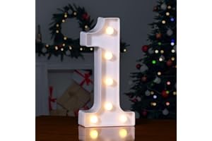 Foaky Decorative Led Marquee Light Up Number, Marquee Light Up Number Sign for Night Light Wedding Birthday Party Christmas Home Bar Decoration Number(1)